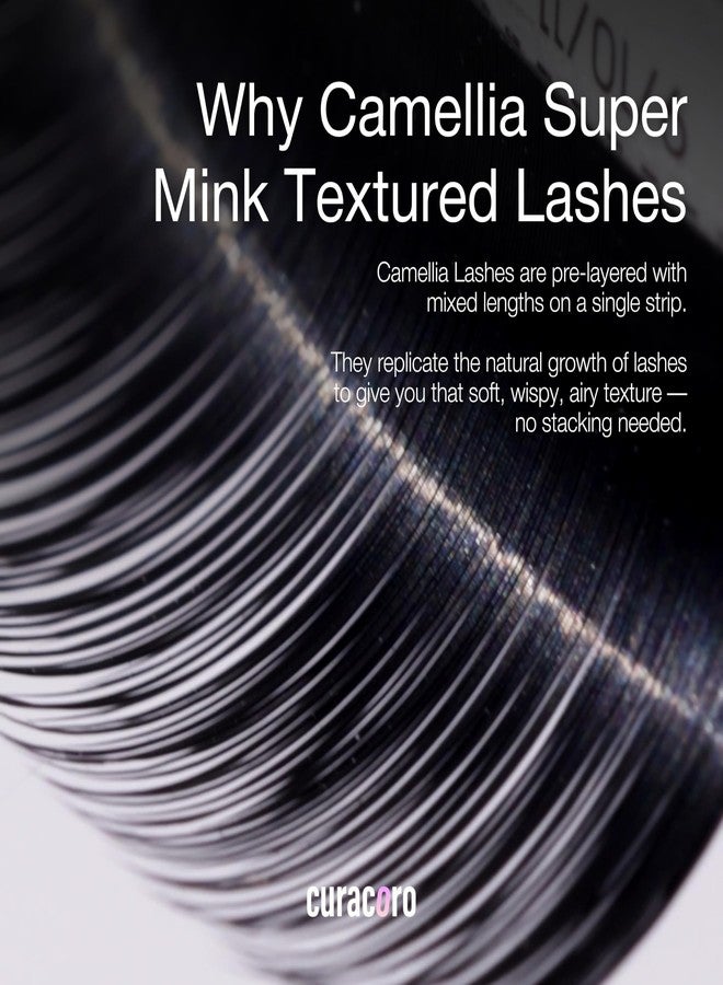 Curacoro Camellia Super Mink Textured Lashes, 0.07mm Thickness, J B C CC LB LC Curl, Pre-Layered Mixed Length Wispy & Spiky Lashes For Anime, Wet Look or Wispy Lash Set, Pro Lash Supplies - Image 4